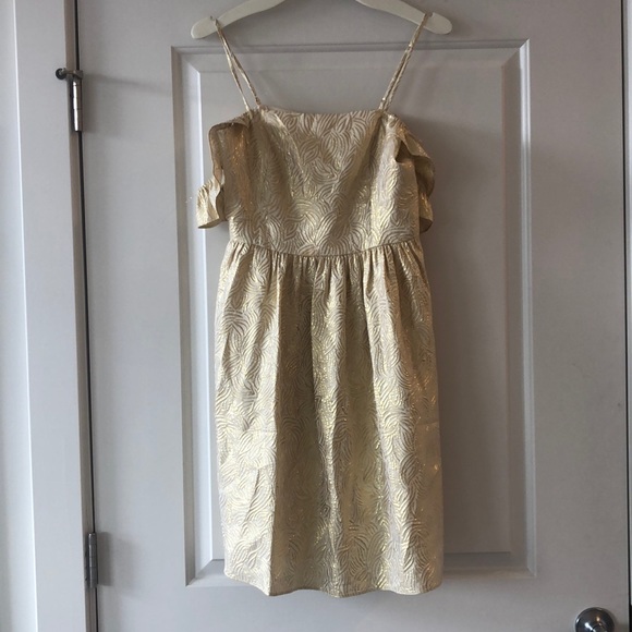 NWT Lilly Pulitzer Kariana Dress, Gold Jacquard, 8 - Picture 5 of 10